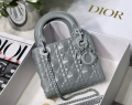 Dior M0505 Mini Dior Lady Bag Grey Cannage Calfskin with Diamond Motif