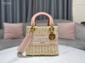 Dior M0565 Medium Lady Dior Bag Natural Wicker Pink