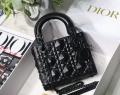 Dior M0505 Mini Dior Lady Bag Black Cannage Calfskin with Diamond Motif