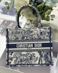 Dior Book Tote M1265 Small Dior Toile De Jouy Reverse Embroidery Blue