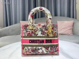 Dior Medium Lady D-Life Bag M0565 Multicolor Butterfly Embroidery