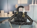 Dior M0565 Medium Lady D-Life Bag Mizza Embroidery Blue and Black