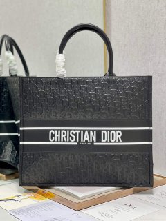 Dior M1286 Large Book Tote Black Perforated and Embossed Oblique Calfskin