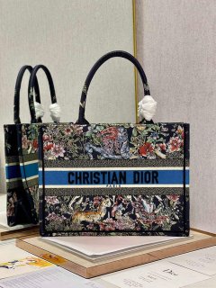 Dior M1296 Medium Book Tote D-Constellation embroidery in shades of blue