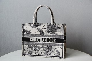 Dior M1296 Medium Book Tote Toile de Jouy Zodiac latte embroidery