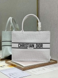 Dior M1296 Medium Book Tote White Perforated and Embossed Oblique Calfskin