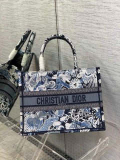 Dior M1296 Medium Book Tote Blue Multicolor Zodiac Fantastico Embroidery