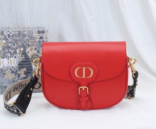 Dior M9320 Large Bobby Bag Red Box Calfskin with Blue Oblique Strap