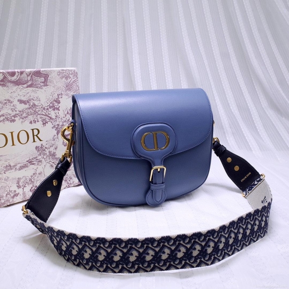 Dior M9320 Large Bobby Bag Blue Box Calfskin with Blue Oblique Strap