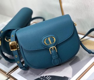 Dior M9319 Medium Bobby Bag Blue Grained Calfskin