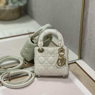 Dior S0856 MICRO LADY Dior Bag White Cannage Lambskin