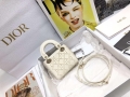 Dior S0856 MICRO LADY Dior Bag White Cannage Lambskin with Pearl