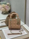 Dior M0505 Mini Lady Dior Bag Apricot Patent Cannage Calfskin