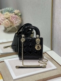 Dior M0505 Mini Lady Dior Bag Black Patent Cannage Calfskin