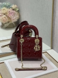 Dior Mini Lady Dior Bag M0505 Maroon Patent Cannage Calfskin