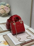 Dior Mini Lady Dior Bag M0505 Cherry red Patent Cannage Calfskin