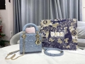 Dior M0505 Mini Lady Dior Bag Sky Blue Patent Cannage Calfskin