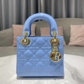 Dior M0505 Mini Lady Dior Bag chrysanthemum Blue Patent Cannage Calfskin