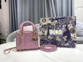 Dior M0505 Mini Lady Dior Bag Light Purple Pink Patent Cannage Calfskin