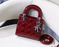 Dior M0505 Mini Lady Dior Bag Wine Red Patent Cannage Calfskin Silver