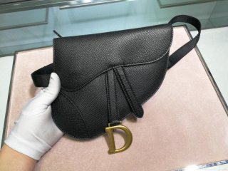 Dior Saddle Belt Bag S5632 Black grained calfskin