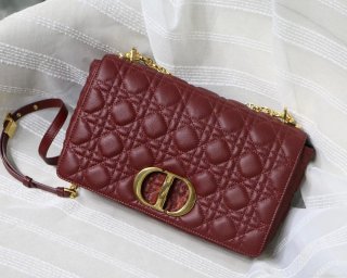 Dior M9243 Large Caro Bag Calfskin Red