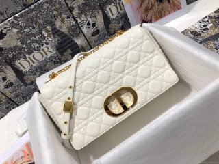 Dior Large Caro Bag M9243 Calfskin white Gold