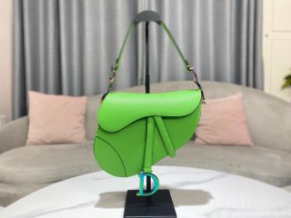 Dior M0446 Dior Saddle Bag Green Grained Calfskin Blue logo