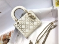 Dior M0505 Mini Dior Lady Bag White Metallic Cannage Lambskin with Beaded Embroidery