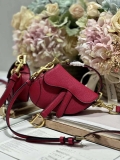 Dior S5685 Micro Saddle Bag With Strap Scarlet Red Goatskin