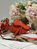 Dior S5685 Micro Saddle Bag With Strap Scarlet Orange Goatskin