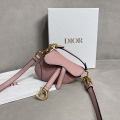 Dior S5685 Micro Saddle Bag With Strap Scarlet Pink Goatskin