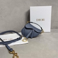 Dior S5685 Micro Saddle Bag With Strap Scarlet Light Blue Goatskin