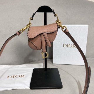 Dior S5685 Micro Saddle Bag With Strap Scarlet Nude Goatskin