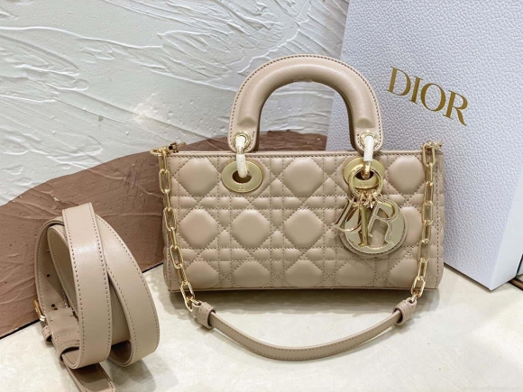 Dior M0613 Small Lady D-joy Bag Sand Colored Cannage Lambskin