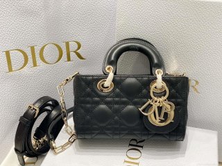 Dior S0910 Micro Lady D-joy Bag Black Cannage Lambskin