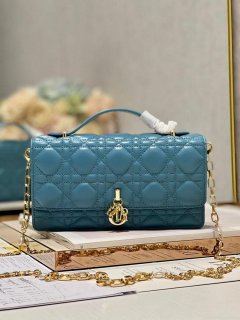 Dior S0980 Mini Miss Dior Bag Latte Cannage Lambskin Blue