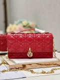 Dior S0980 Mini Miss Dior Bag Latte Cannage Lambskin Red