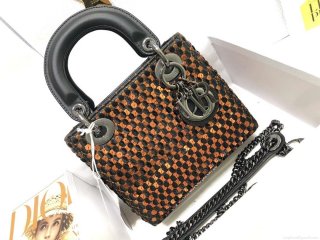 Dior S0856 Micro Lady Dior Bag Horizon Black Metallic Cannage Lambskin with Gold embroidery sequins