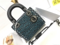 Dior S0856 Micro Lady Dior Bag Horizon Black Metallic Cannage Lambskin with Blue embroidery sequins