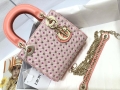 Dior M0505 Mini Dior Lady Bag Pink Metallic Cannage Lambskin with Embroidered Check Beads