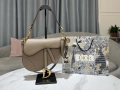 Dior M0455 Saddle Bag With Strap Light Gray Grained Calfskin