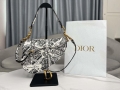 Dior M0455 Saddle Bag With Strap Ultramatte Calfskin White & Black