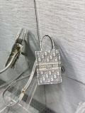 Dior S5555 Mini Dior Book Tote Phone Bag Gray Dior Oblique Embroidery