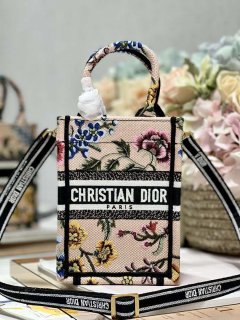 Dior S5555 Mini Dior Book Tote Phone Bag Pink multicolor embroidery S1103