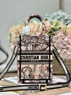 Dior S5555 Mini Dior Book Tote Phone Bag Nude multicolor embroidery S1104