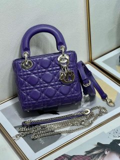 Dior M0505 Mini LADY Dior Bag Purple Cannage Lambskin