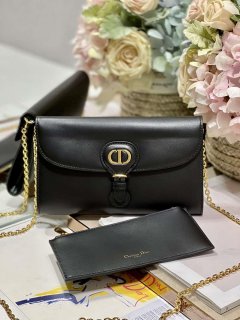 Dior S5703UBPZ_M900 Bobby EAST-WEST Pouch With Chain Black Smooth Calfskin