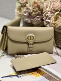 Dior S5703 Bobby EAST-WEST Pouch With Chain Apricot Smooth Calfskin