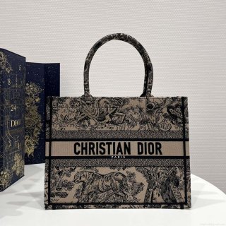 Dior Book Tote M1296 Medium Toile de Jouy Embroidery M0077